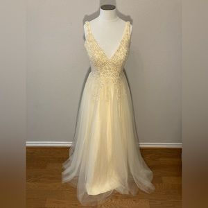 NWT Yellow A-line Dress with Embellishments